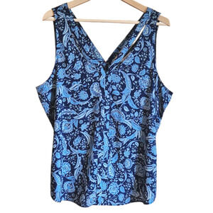 Candie's Paisley Blouse Sleeveless Tank Top Blue Women's XLarge